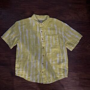 Kids Short Sleeve Button-Up Shirt in Yellow Tie-Dye